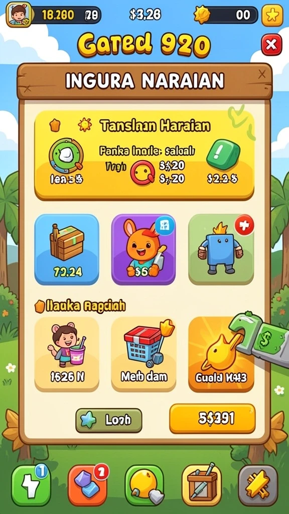 Tampilan menu utama dengan desain yang menarik.