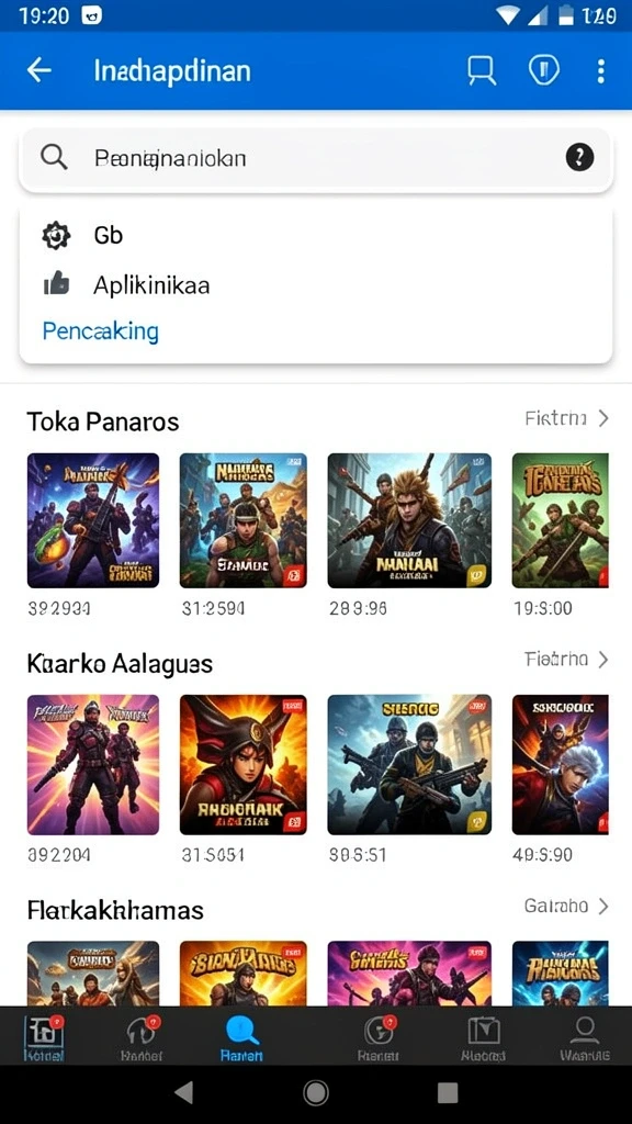 Variasi mode permainan yang tersedia untuk pengguna.